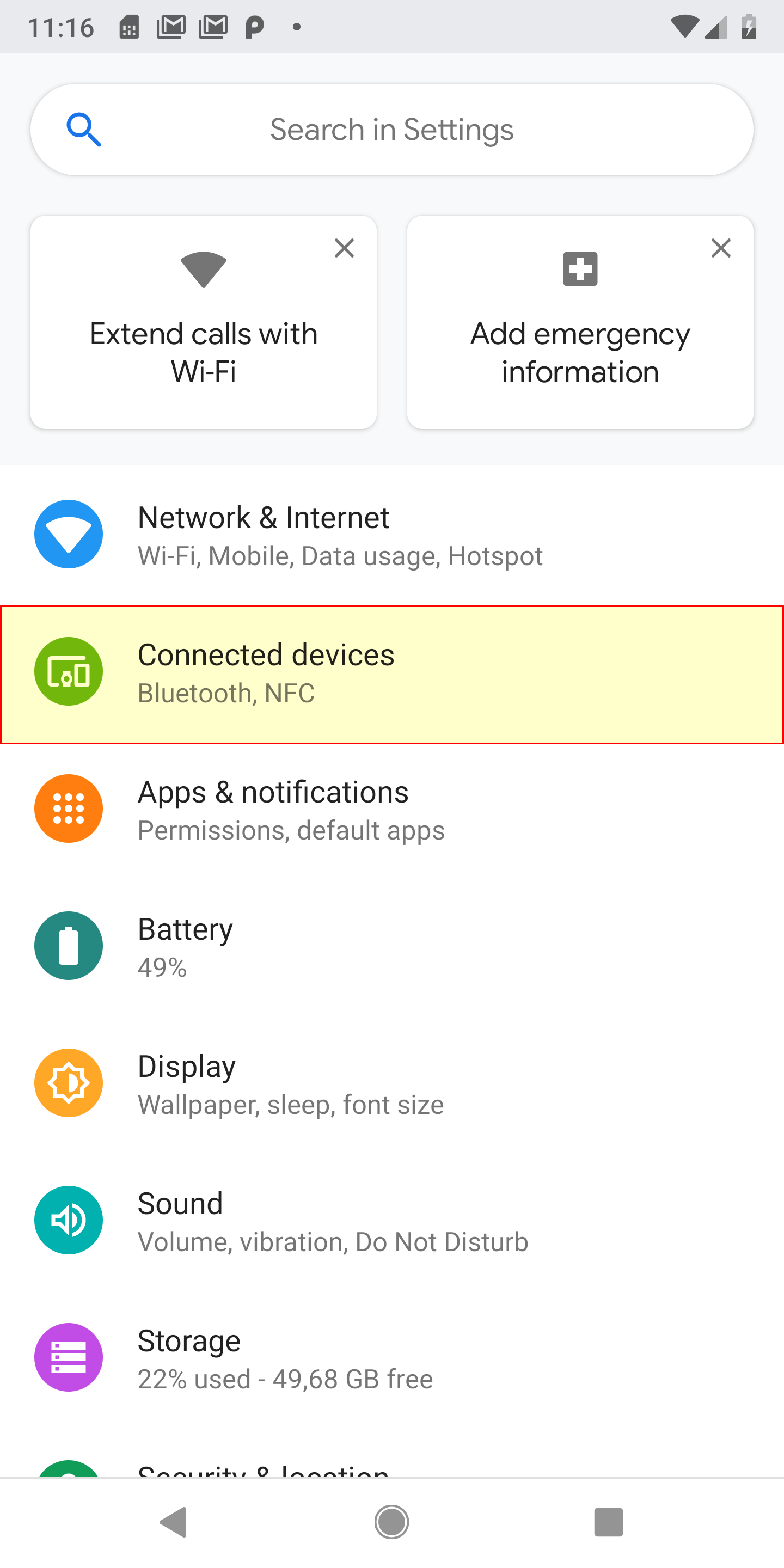 Connected Devices screen