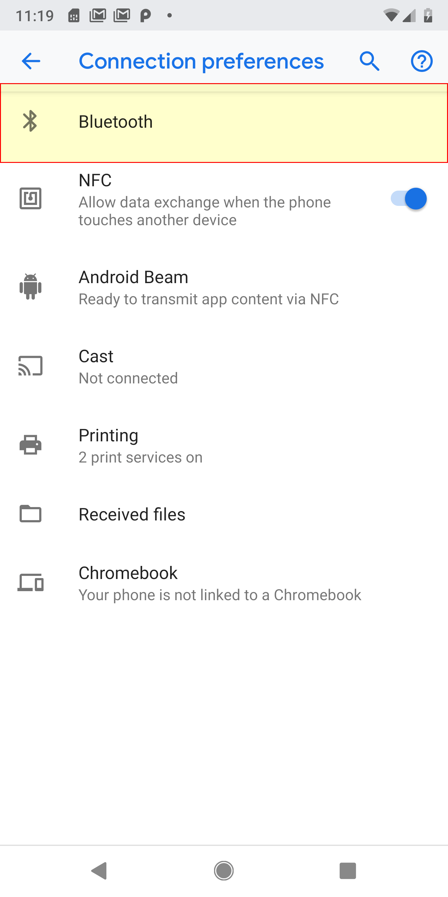 Connection Preferences on Android