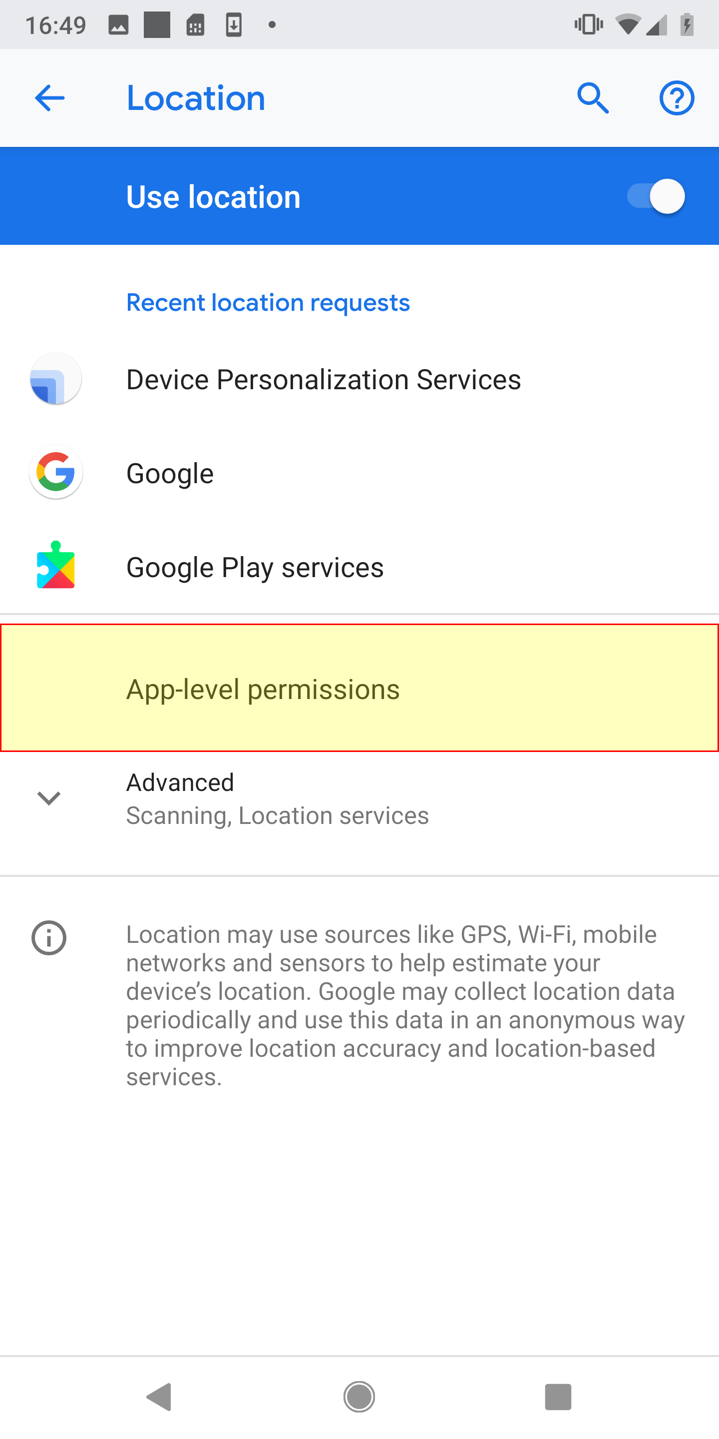 App-level permissions